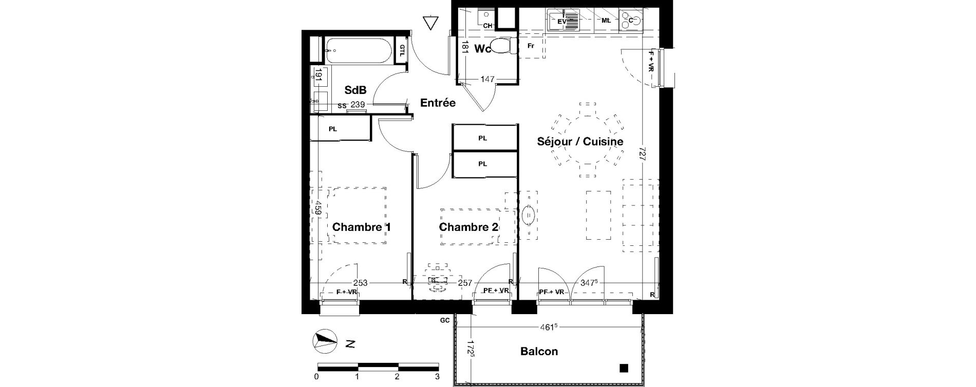 Appartement T3 de 58,49 m2 &agrave; Gujan-Mestras Centre