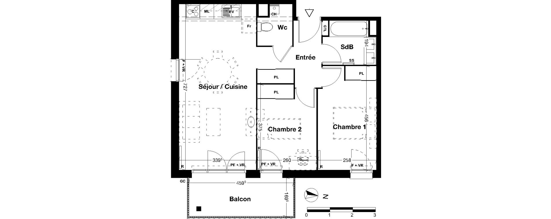 Appartement T3 de 58,51 m2 &agrave; Gujan-Mestras Centre