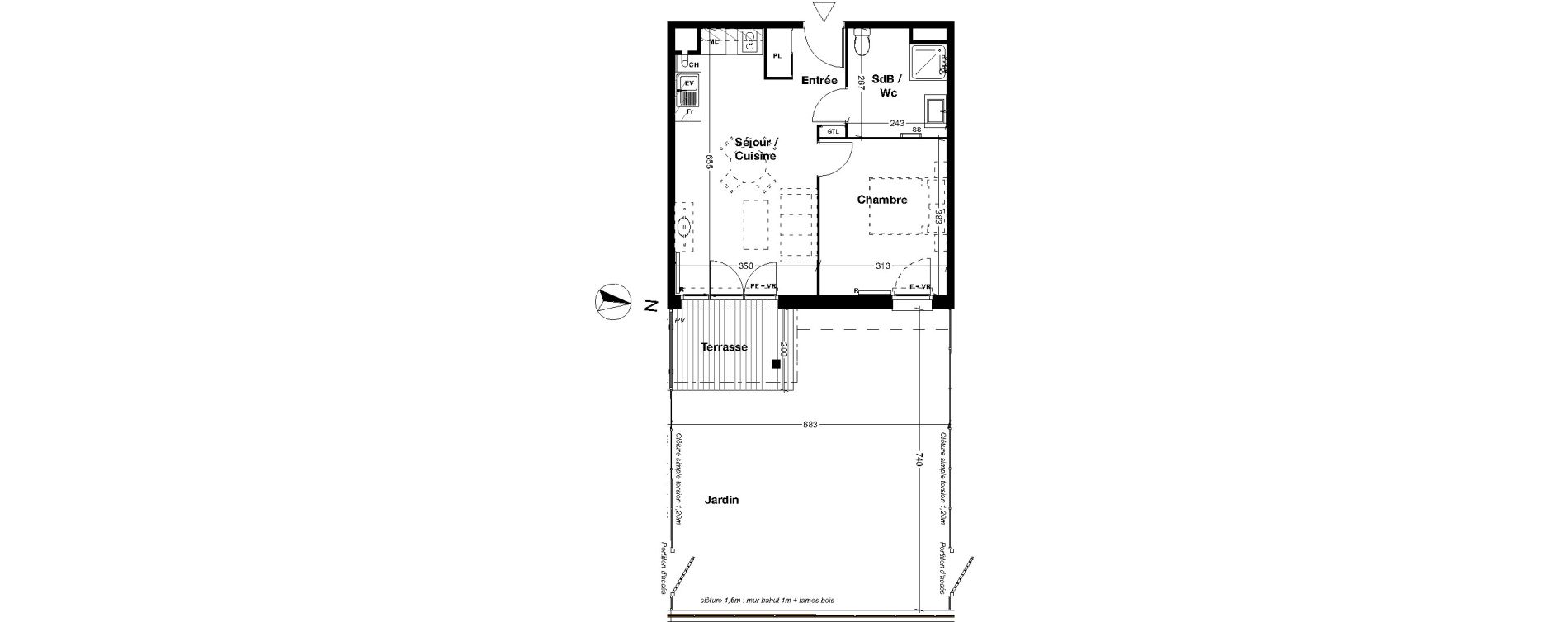 Appartement T2 de 42,24 m2 &agrave; Gujan-Mestras Centre