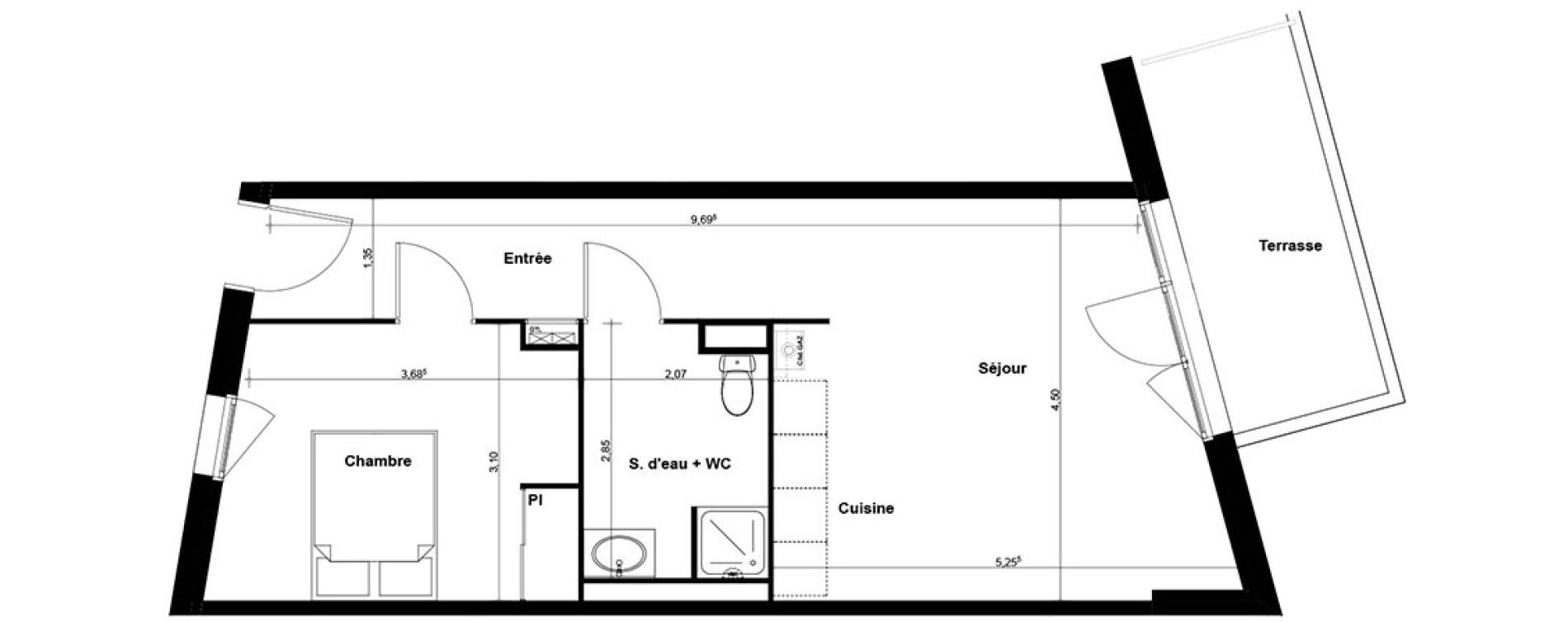 Appartement T2 de 46,27 m2 &agrave; Gujan-Mestras Centre