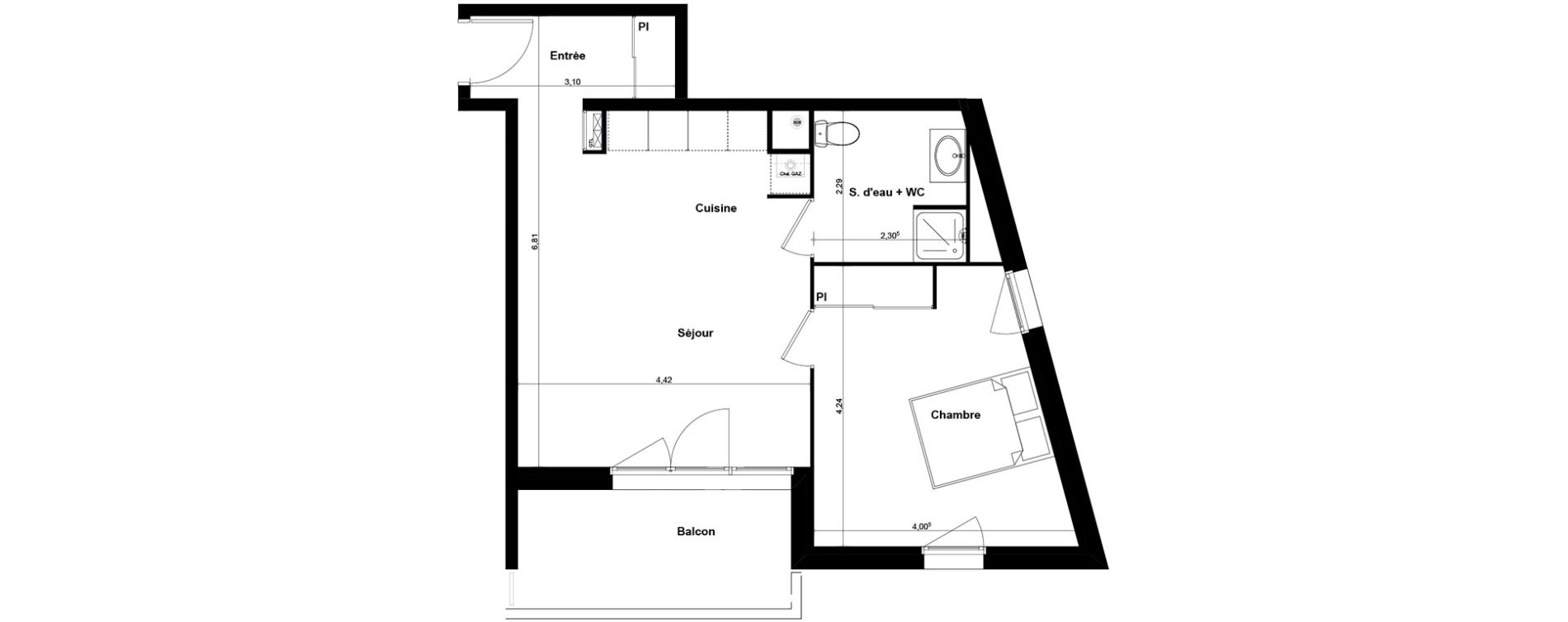 Appartement T2 de 46,90 m2 &agrave; Gujan-Mestras Centre