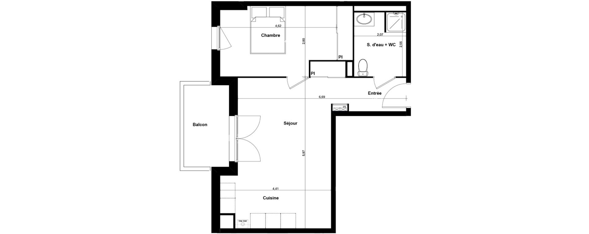 Appartement T2 de 46,60 m2 &agrave; Gujan-Mestras Centre