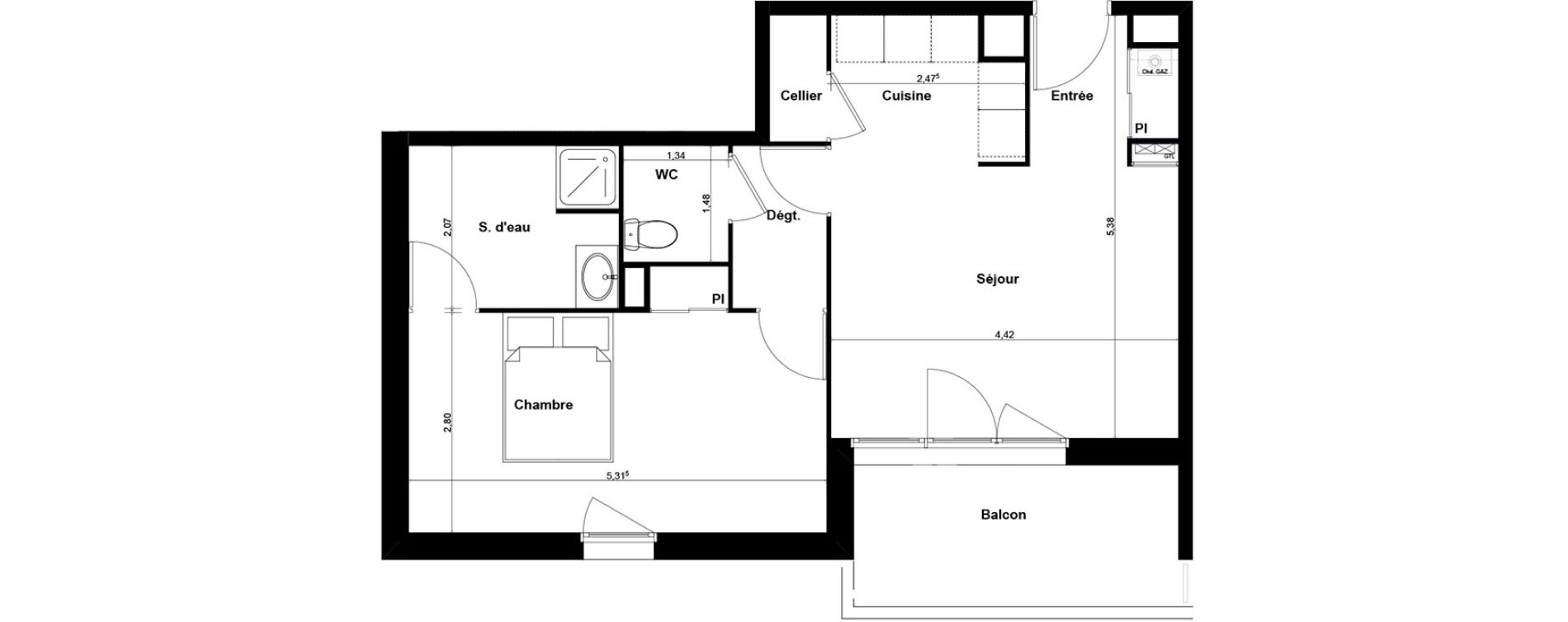 Appartement T2 de 49,41 m2 &agrave; Gujan-Mestras Centre