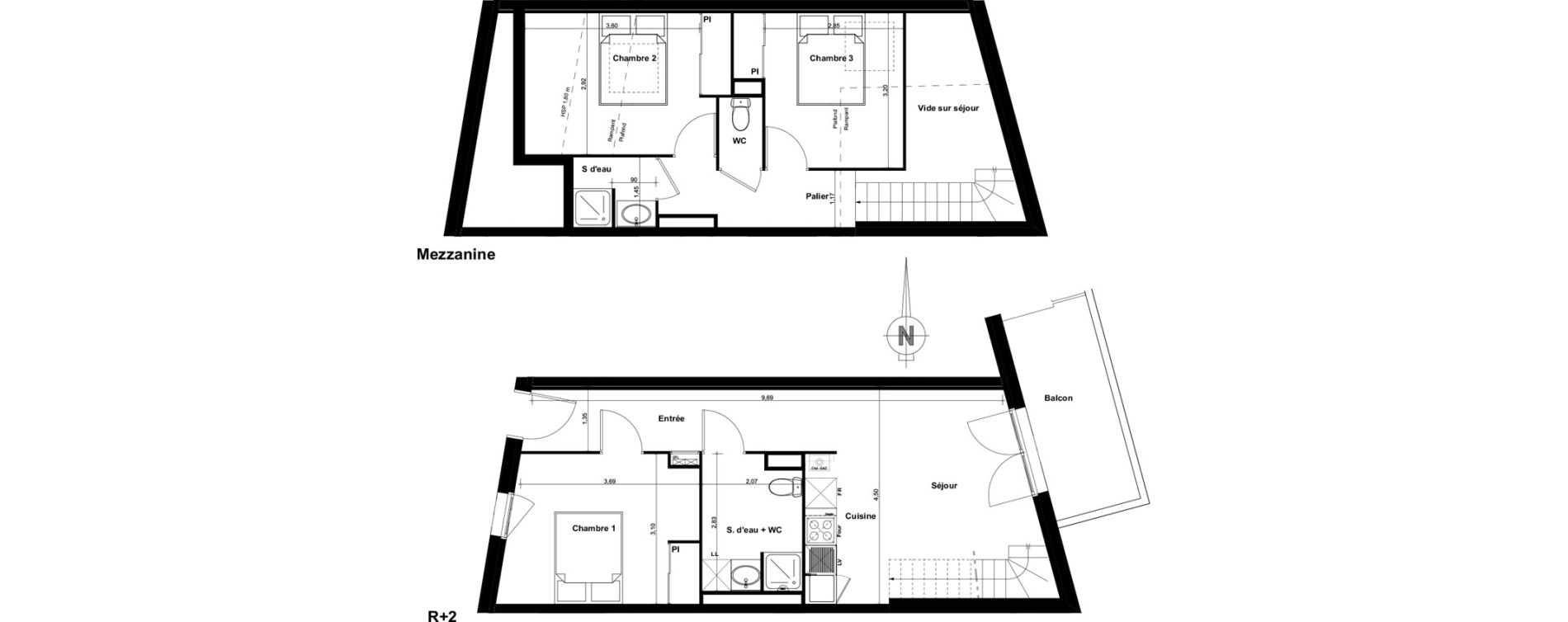 Duplex T4 de 70,55 m2 &agrave; Gujan-Mestras Centre