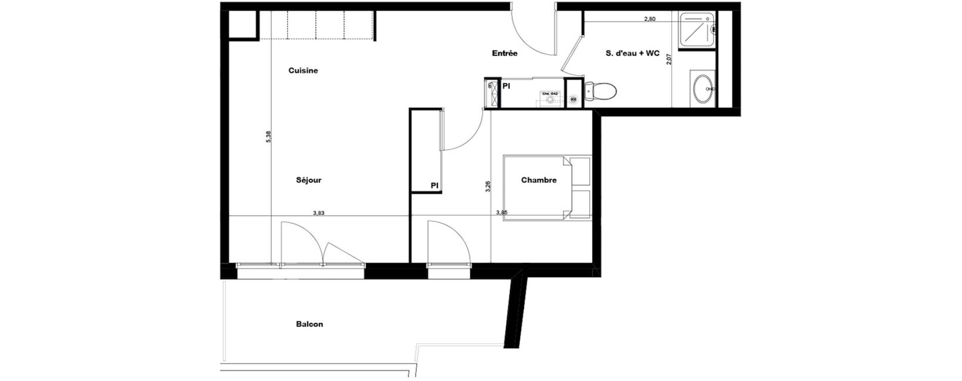 Appartement T2 de 45,59 m2 &agrave; Gujan-Mestras Centre