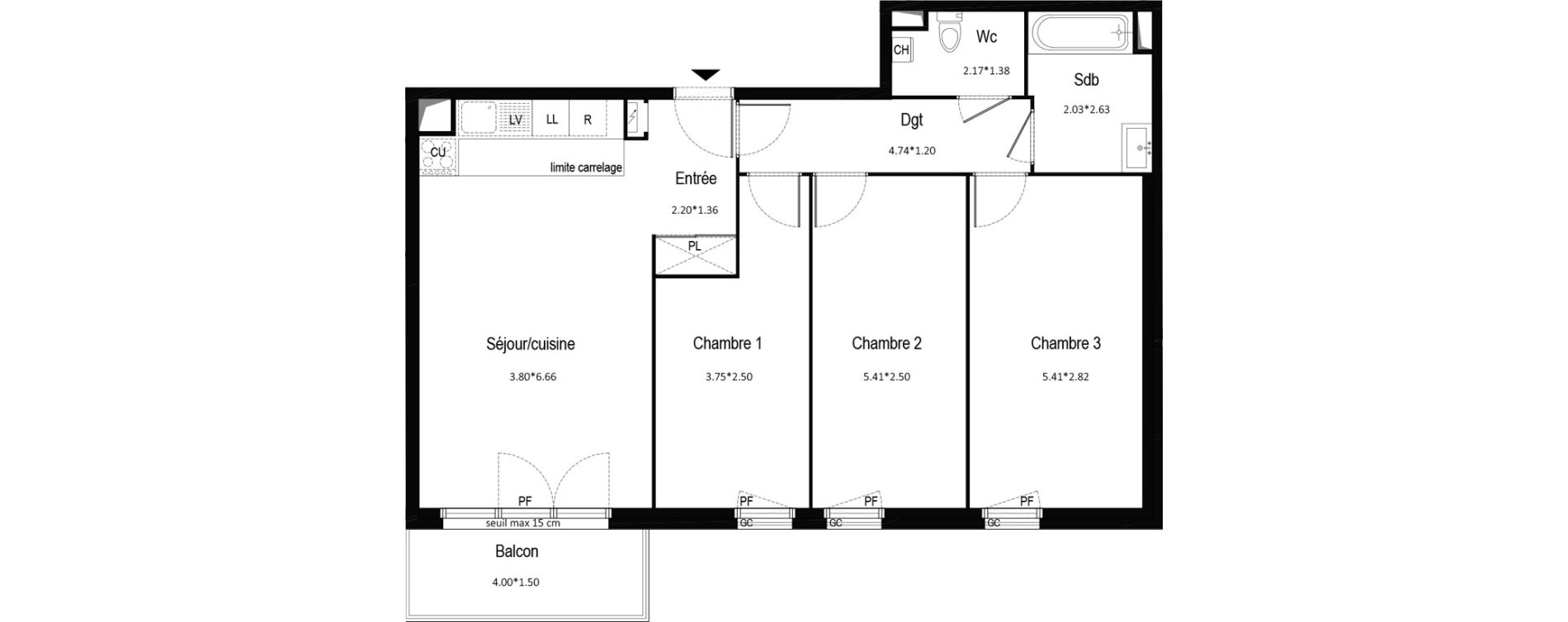 Appartement T4 de 82,08 m2 &agrave; Gujan-Mestras Centre