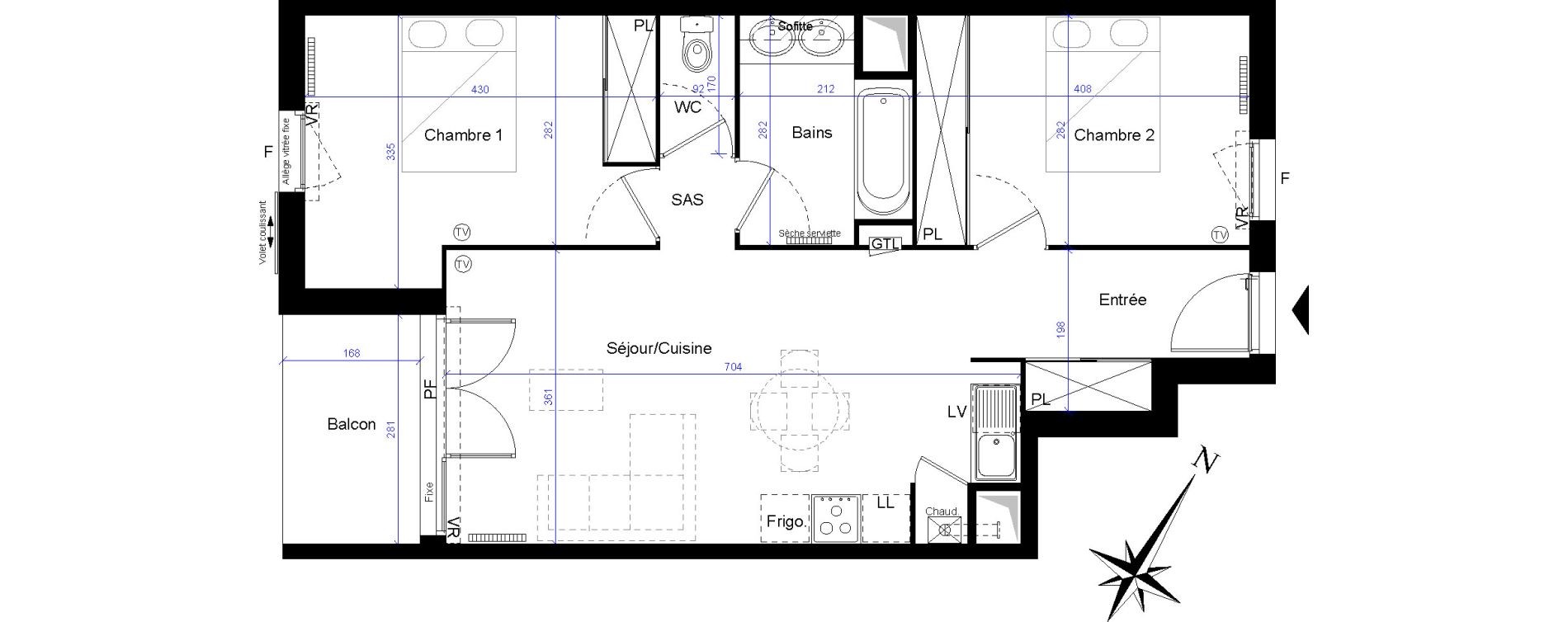 Appartement T3 de 61,81 m2 &agrave; La Br&egrave;de Centre