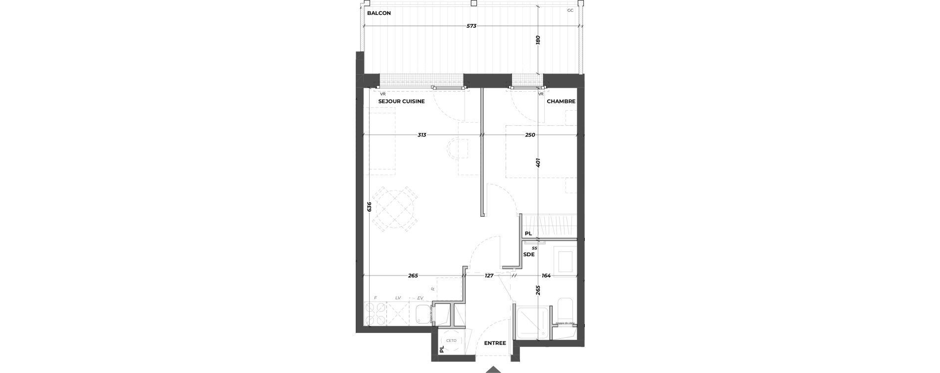 Appartement T2 meubl&eacute; de 36,62 m2 &agrave; La Teste-De-Buch Aiguillon - port