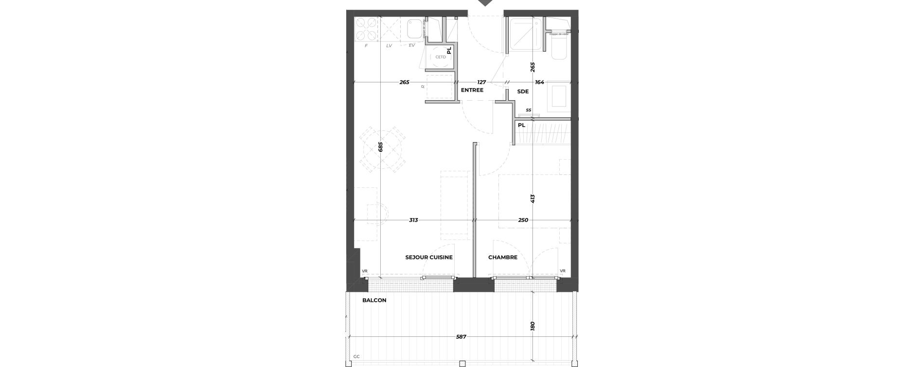 Appartement T1 meubl&eacute; de 36,96 m2 &agrave; La Teste-De-Buch Aiguillon - port