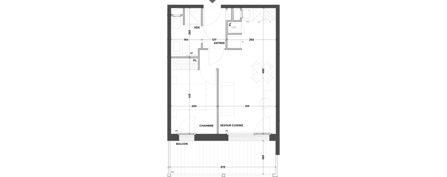 Appartement T2 meubl&eacute; de 37,09 m2 &agrave; La Teste-De-Buch Aiguillon - port