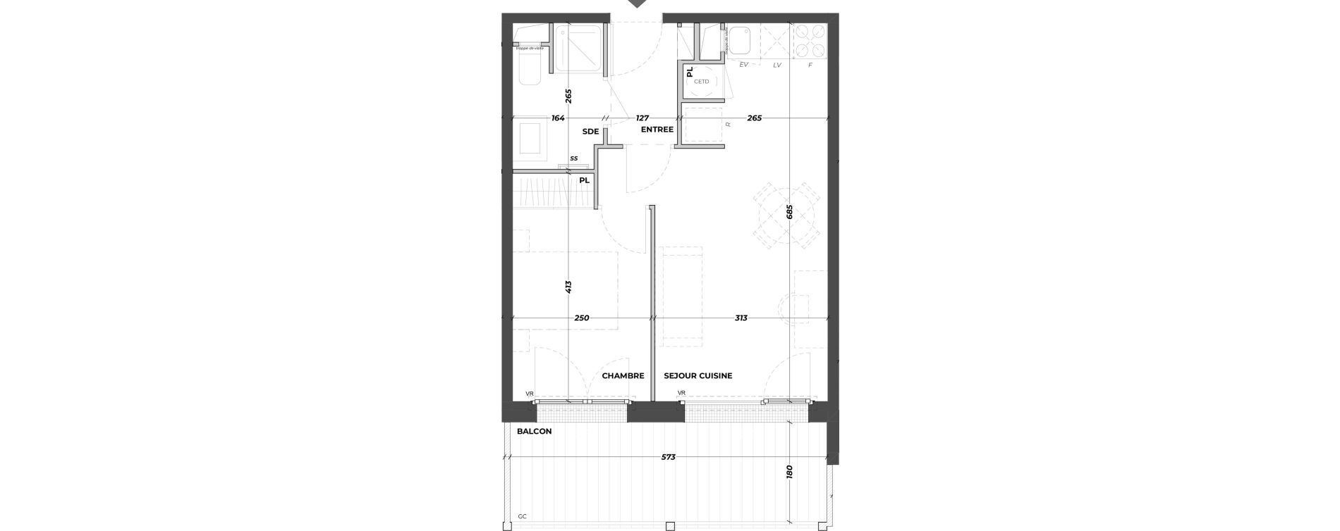 Appartement T2 meubl&eacute; de 37,09 m2 &agrave; La Teste-De-Buch Aiguillon - port