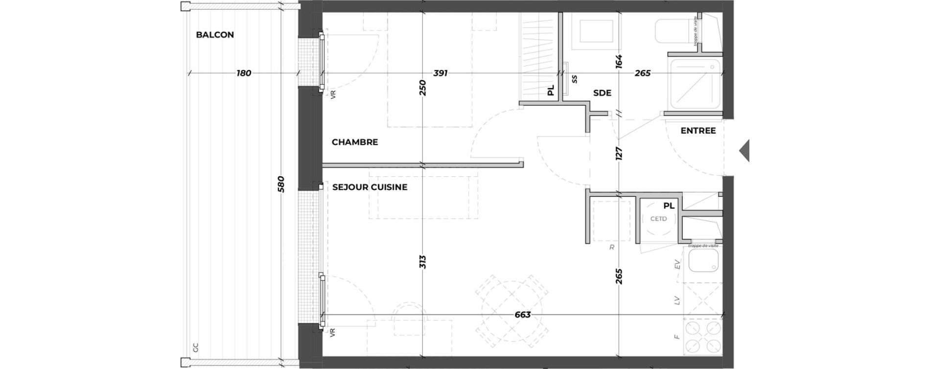 Appartement T2 meubl&eacute; de 35,81 m2 &agrave; La Teste-De-Buch Aiguillon - port