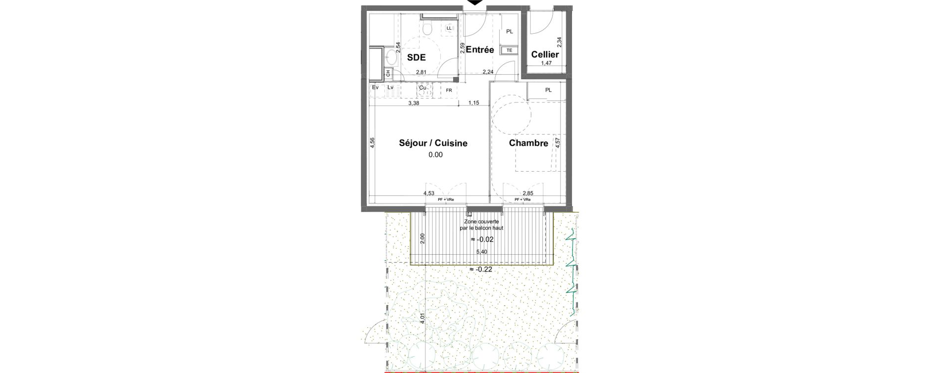 Appartement T2 de 46,30 m2 &agrave; Lacanau Centre