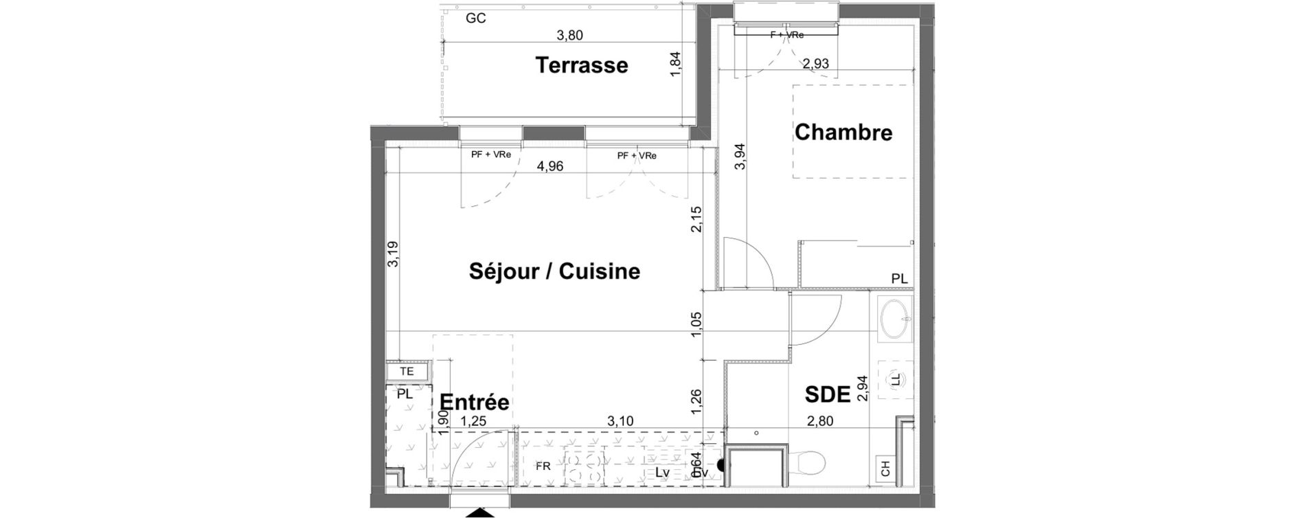 Appartement T2 de 44,20 m2 &agrave; Lacanau Centre