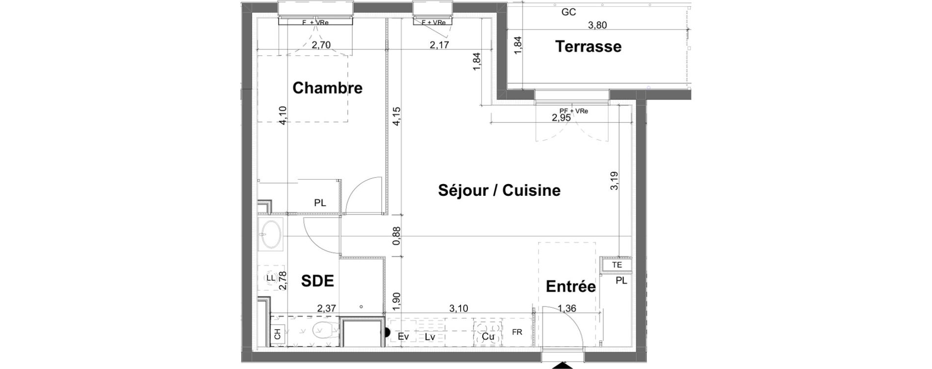 Appartement T2 de 47,40 m2 &agrave; Lacanau Centre