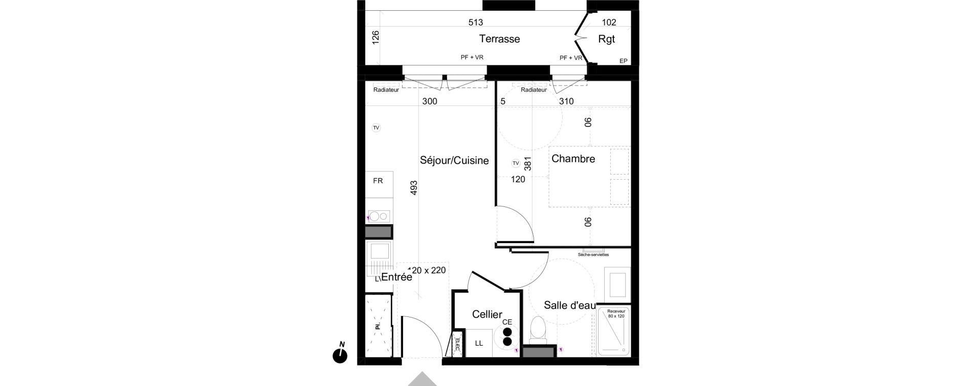 Appartement T2 de 37,98 m2 &agrave; Lacanau Ocean