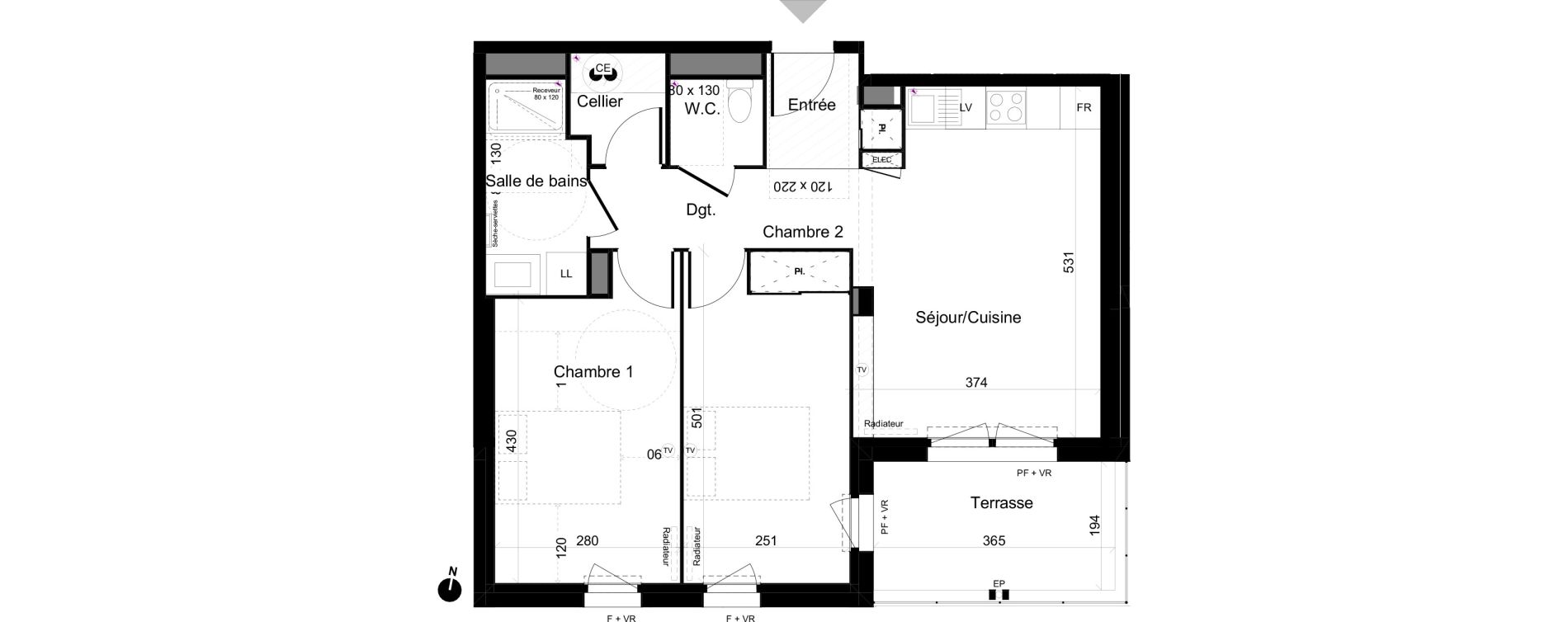 Appartement T3 de 60,58 m2 &agrave; Lacanau Ocean