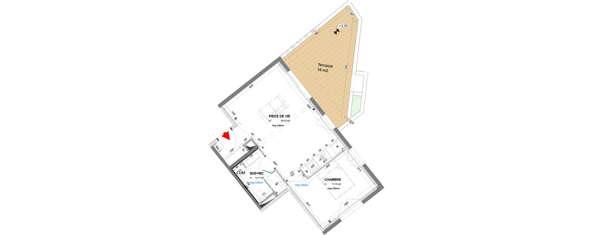 Appartement T2 de 42,63 m2 &agrave; Lacanau Centre