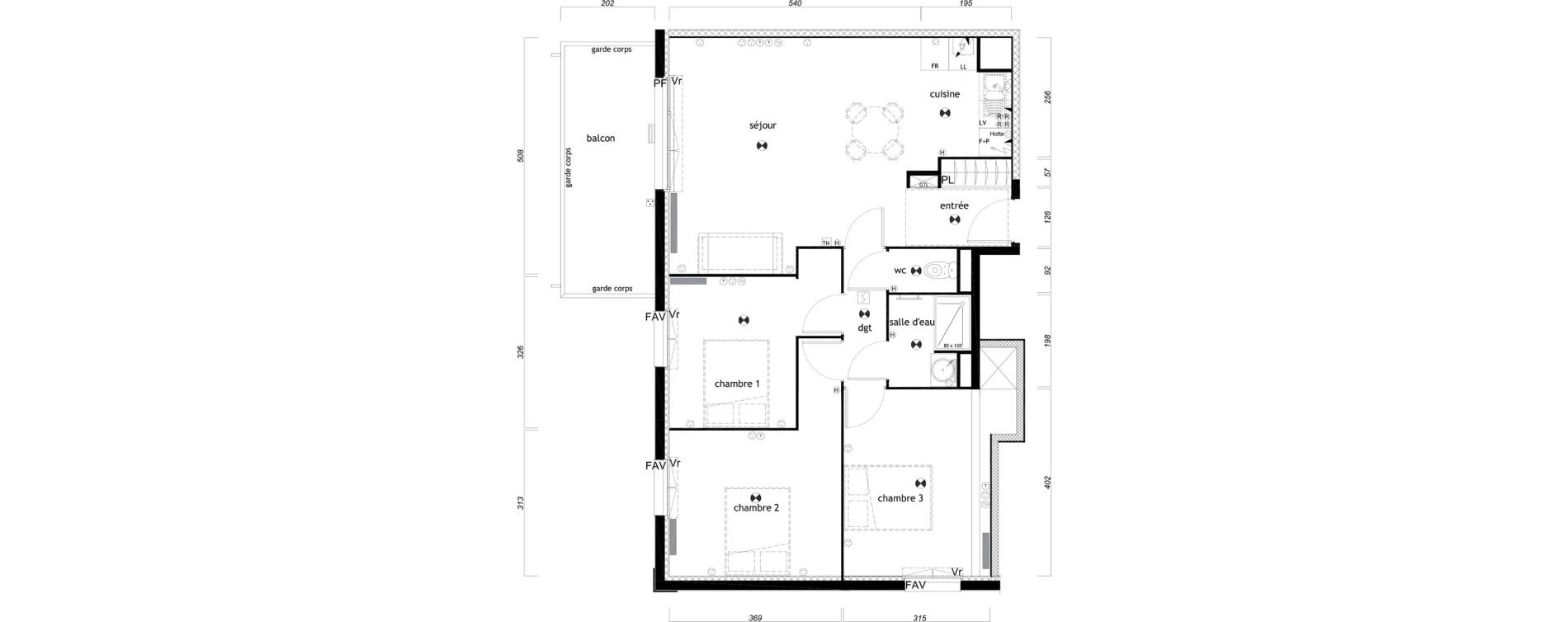 Appartement T4 de 79,03 m2 au Barp Centre