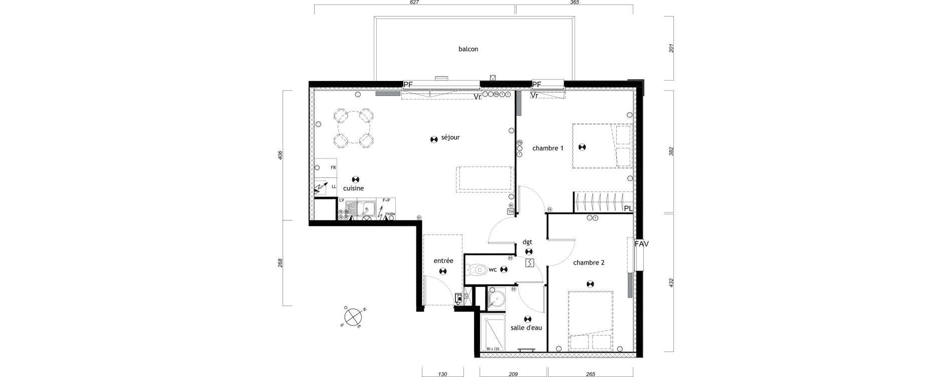 Appartement T3 de 62,98 m2 au Barp Centre