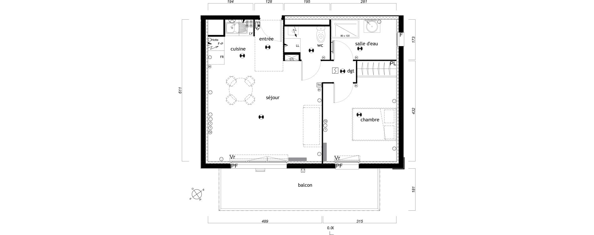 Appartement T2 de 47,48 m2 au Barp Centre