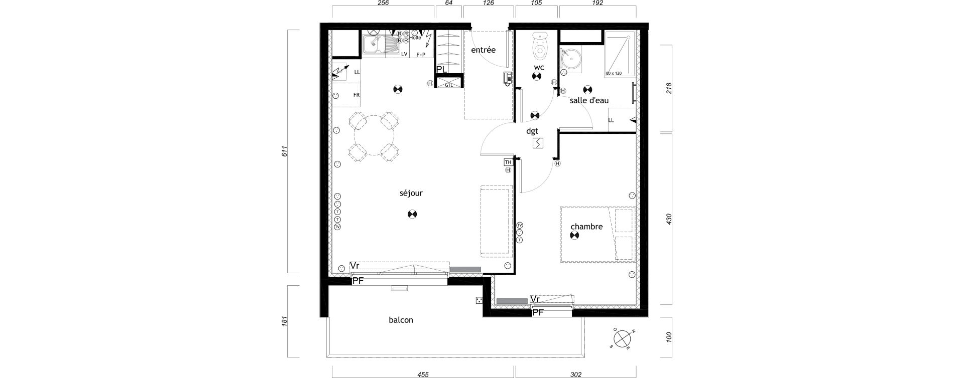 Appartement T2 de 47,37 m2 au Barp Centre