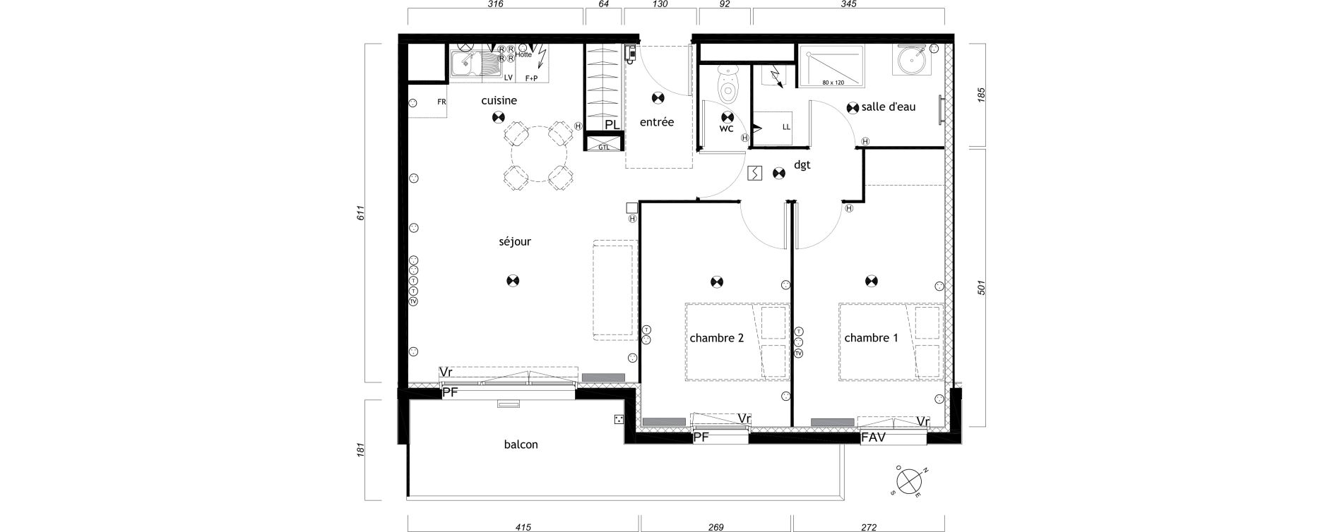 Appartement T3 de 60,71 m2 au Barp Centre