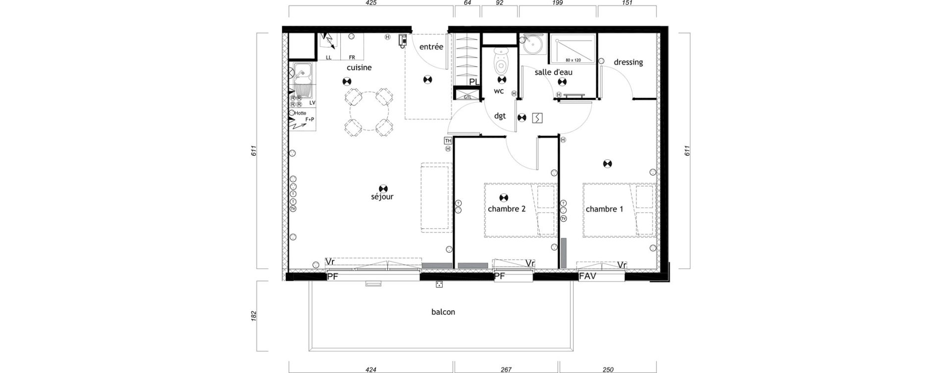 Appartement T3 de 55,73 m2 au Barp Centre