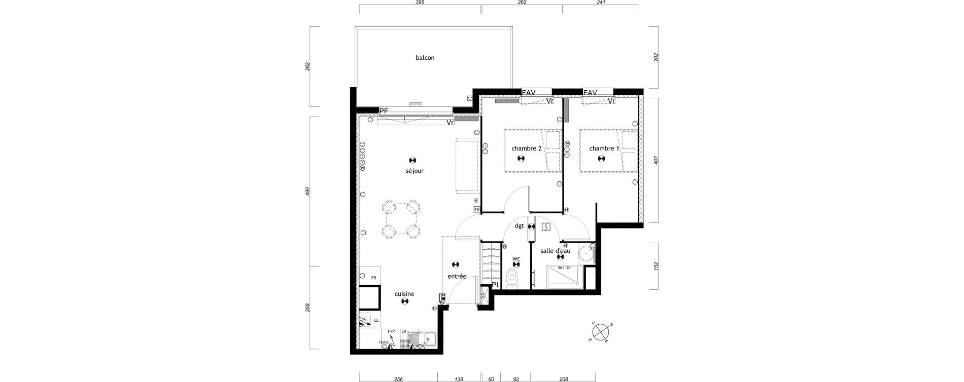 Appartement T3 de 55,02 m2 au Barp Centre