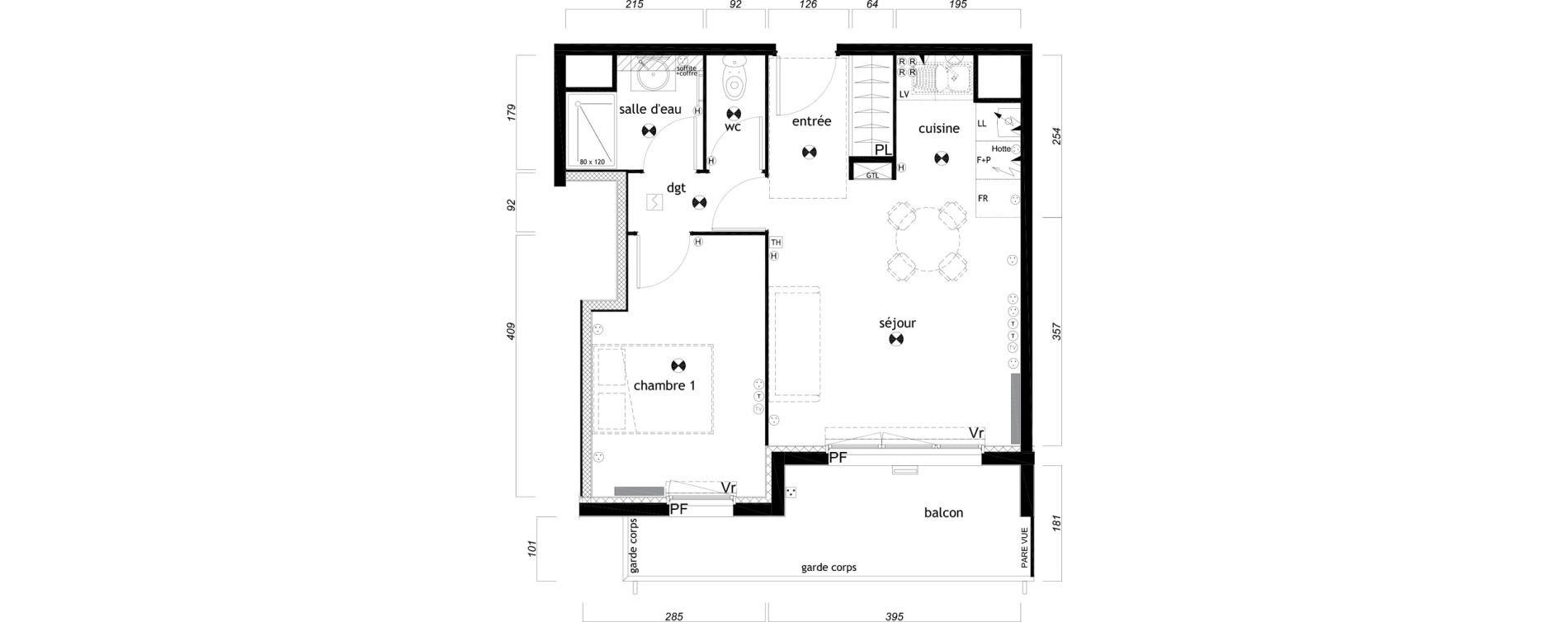 Appartement T2 de 40,62 m2 au Barp Centre