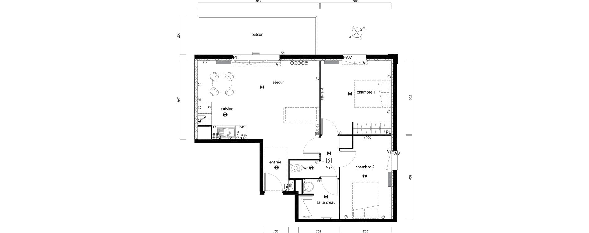 Appartement T3 de 62,98 m2 au Barp Centre