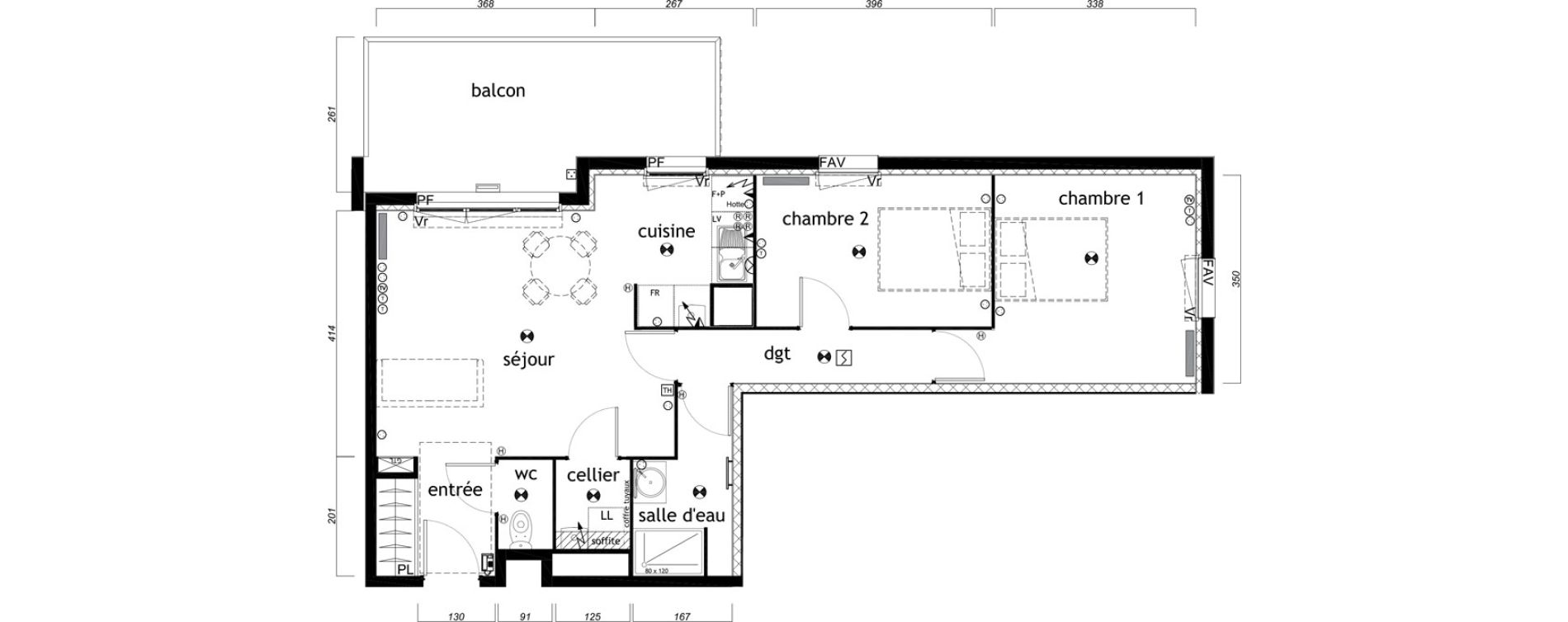 Appartement T3 de 62,37 m2 au Barp Centre