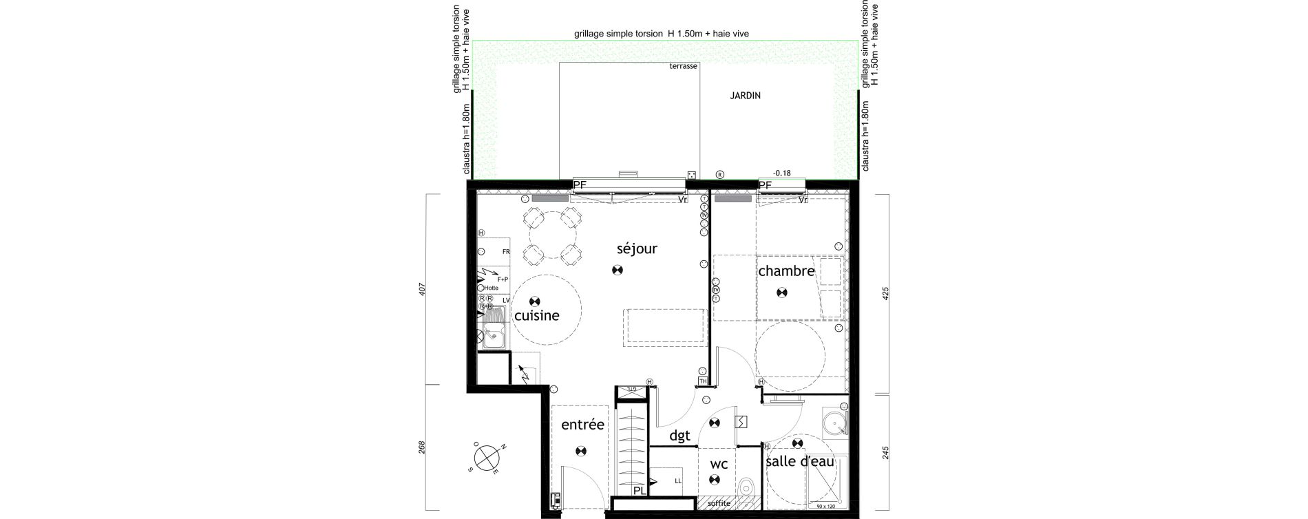 Appartement T2 de 46,70 m2 au Barp Centre