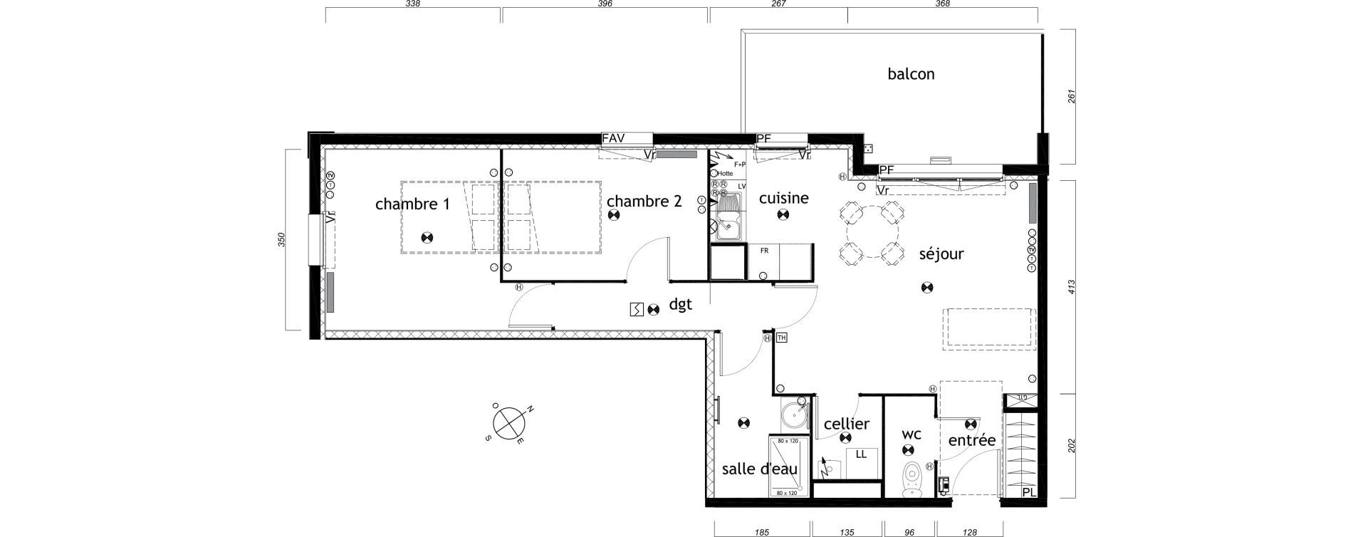 Appartement T3 de 63,96 m2 au Barp Centre