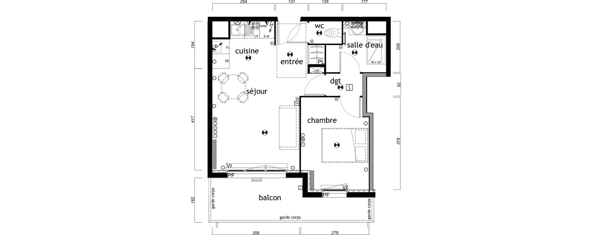 Appartement T2 de 40,20 m2 au Barp Centre