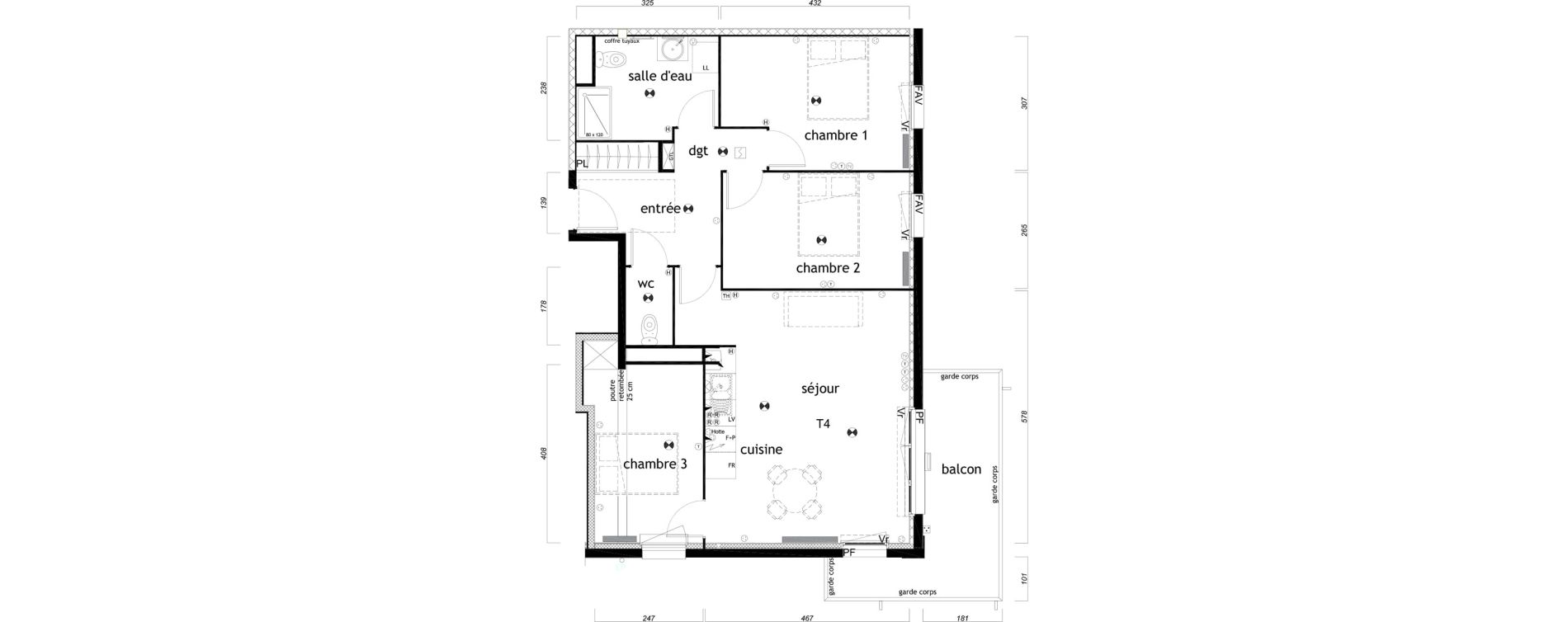 Appartement T3 de 68,37 m2 au Barp Centre