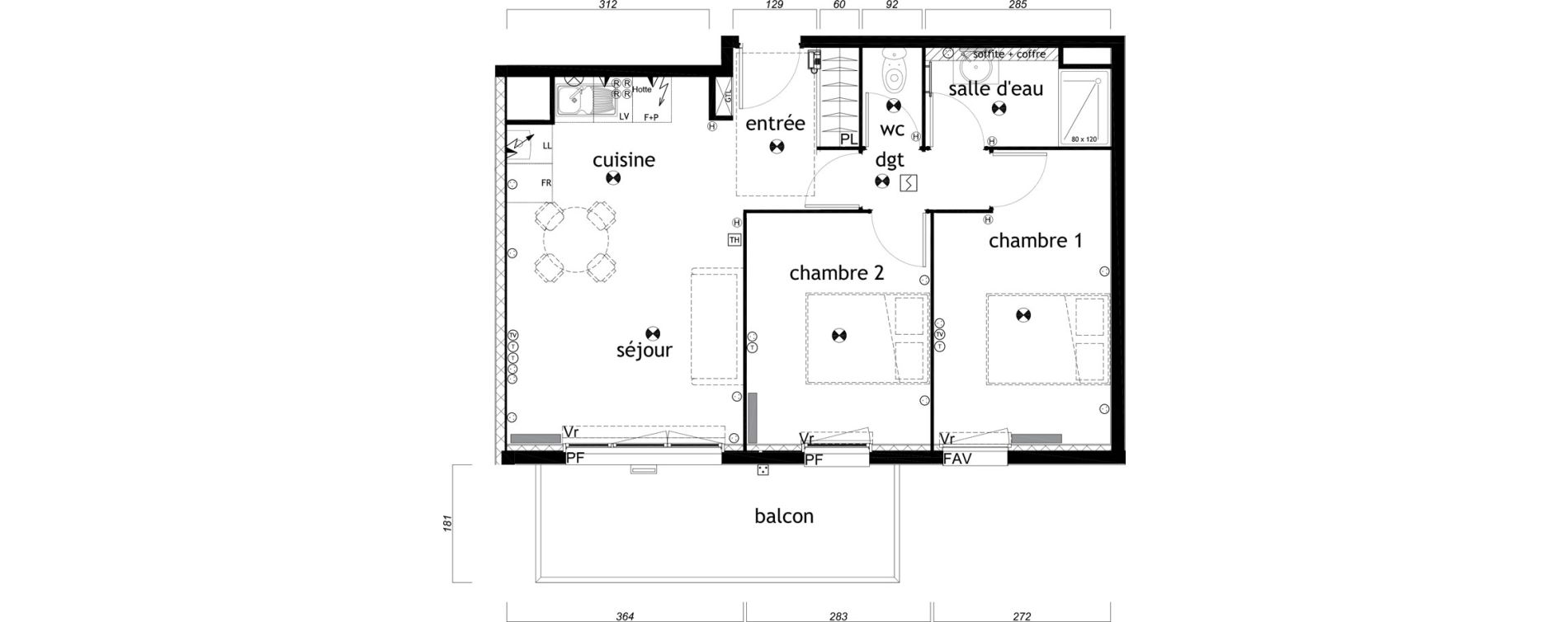 Appartement T3 de 53,22 m2 au Barp Centre