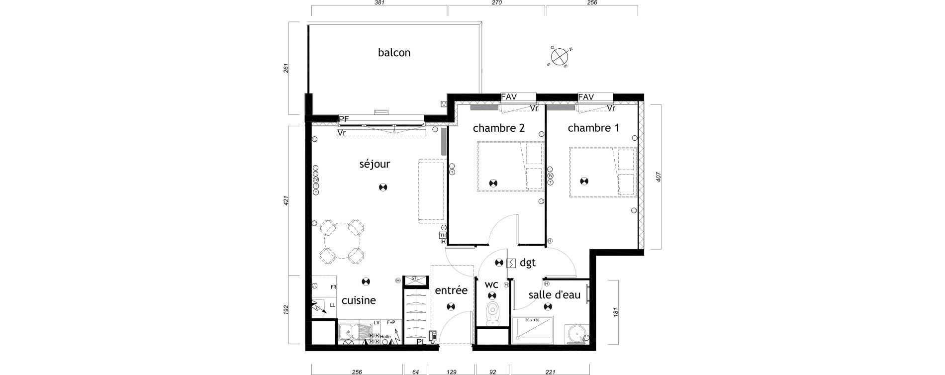 Appartement T3 de 53,50 m2 au Barp Centre