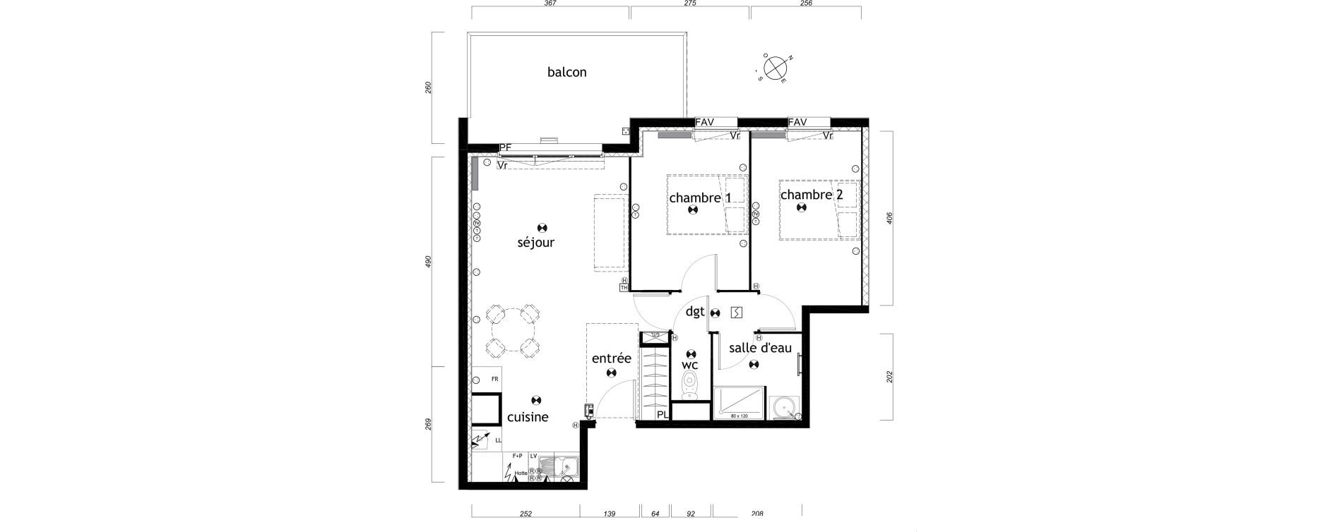 Appartement T3 de 56,56 m2 au Barp Centre