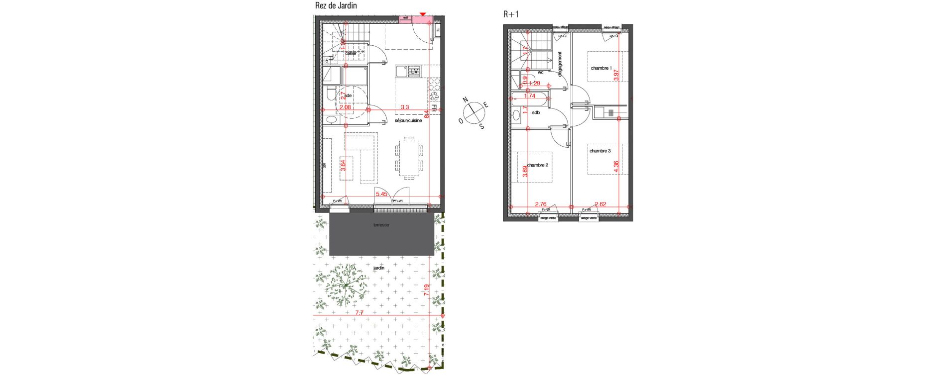 Maison T4 de 82,73 m2 au Bouscat Ch&ecirc;neraie - lavigne