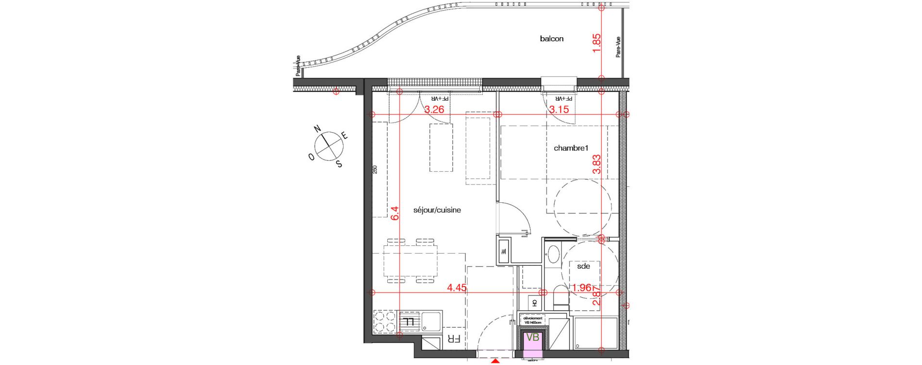 Appartement T2 de 40,86 m2 au Bouscat Ch&ecirc;neraie - lavigne