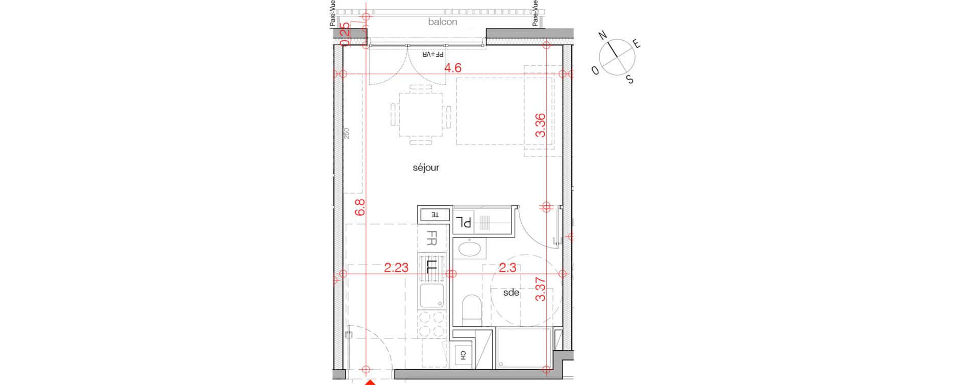 Appartement T1 de 29,89 m2 au Bouscat Ch&ecirc;neraie - lavigne