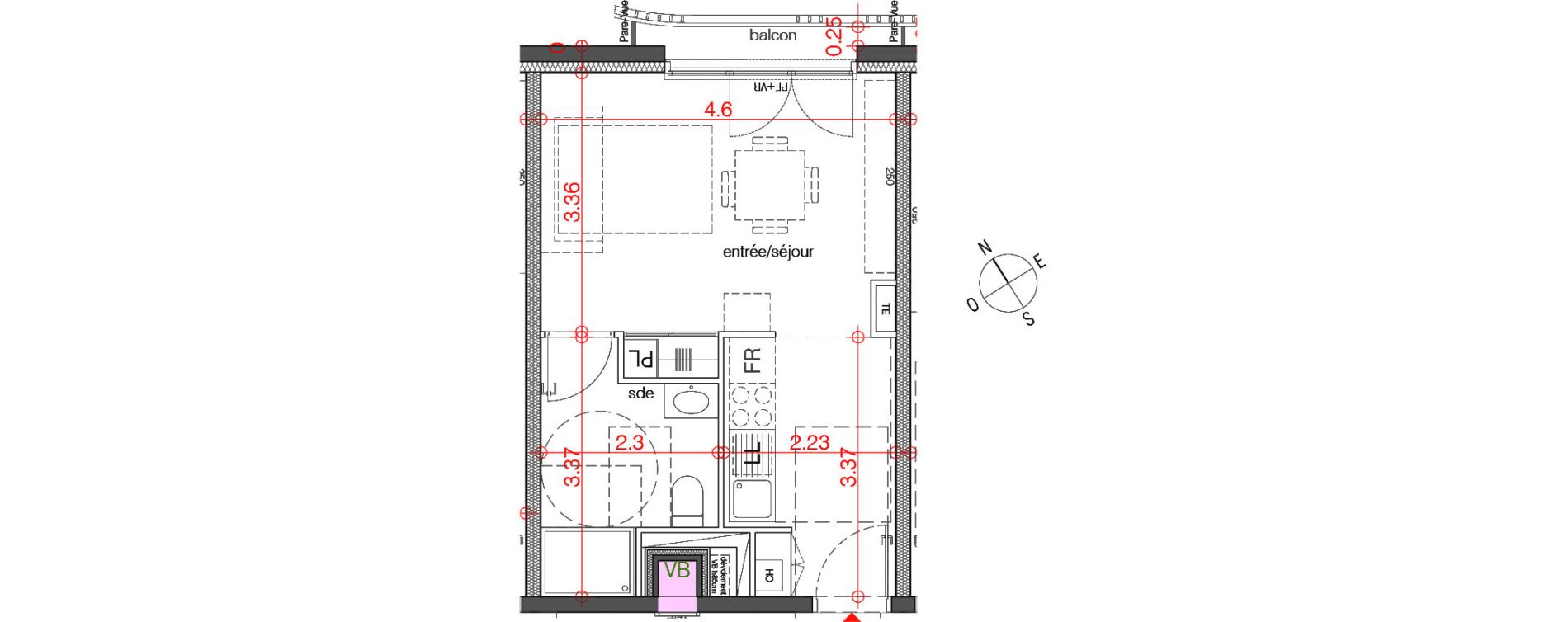 Appartement T1 de 29,19 m2 au Bouscat Ch&ecirc;neraie - lavigne