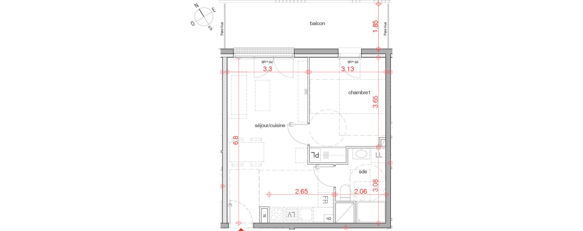 Appartement T2 de 42,35 m2 au Bouscat Ch&ecirc;neraie - lavigne