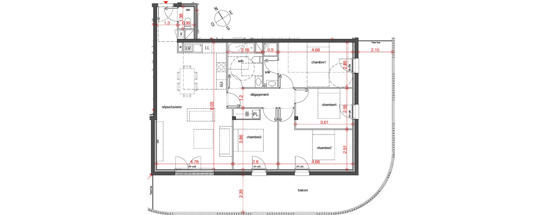 Appartement T5 de 101,11 m2 au Bouscat Ch&ecirc;neraie - lavigne