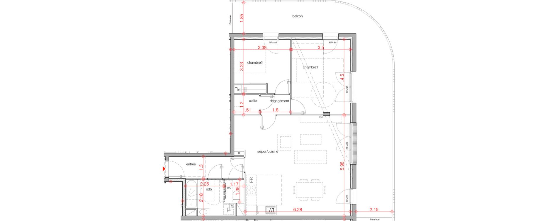 Appartement T3 de 82,01 m2 au Bouscat Ch&ecirc;neraie - lavigne