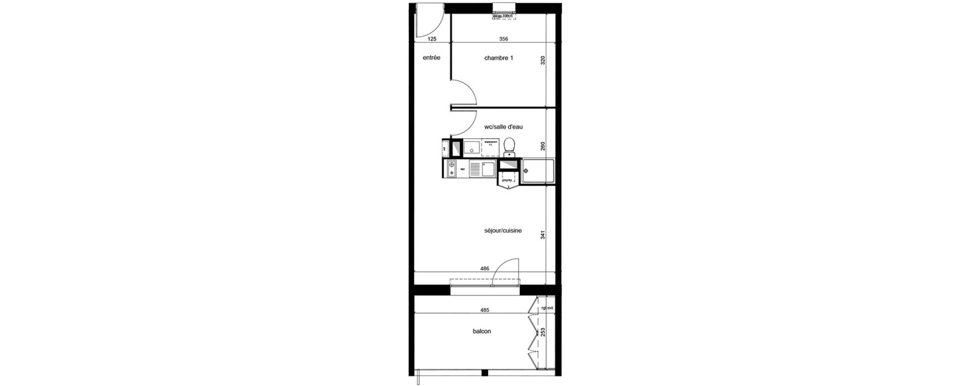 Appartement T2 de 43,80 m2 au Bouscat Ausone - les ecus
