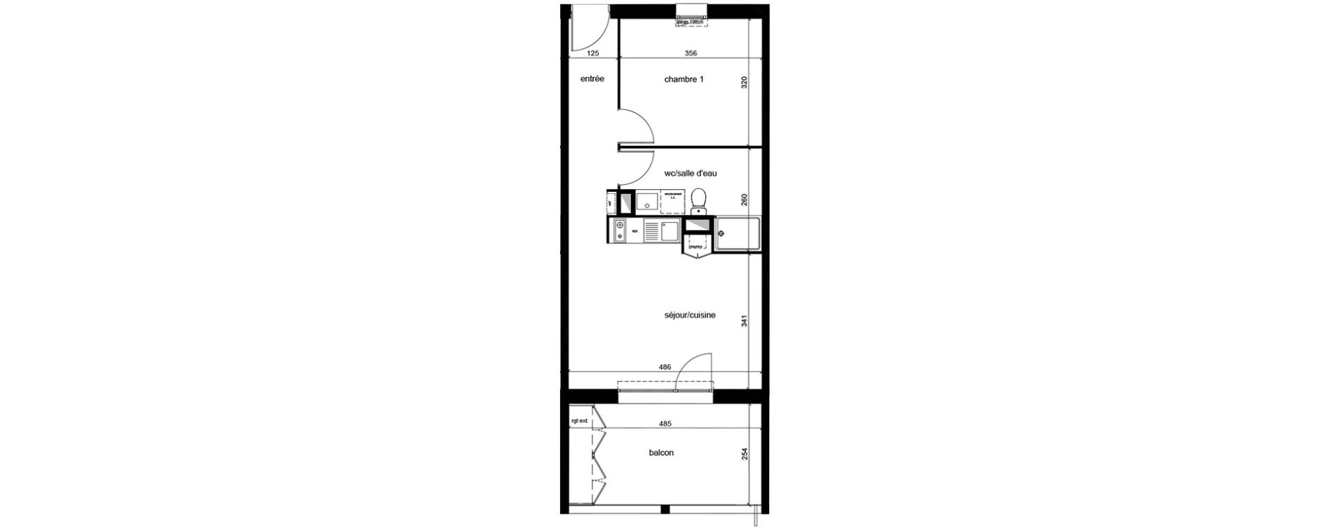 Appartement T2 de 43,80 m2 au Bouscat Ausone - les ecus