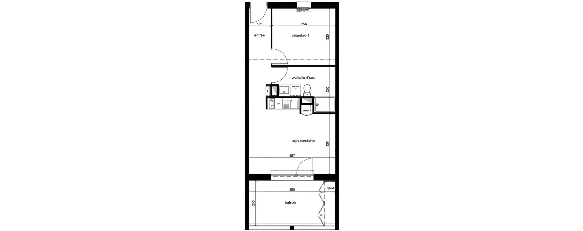 Appartement T2 de 43,55 m2 au Bouscat Ausone - les ecus