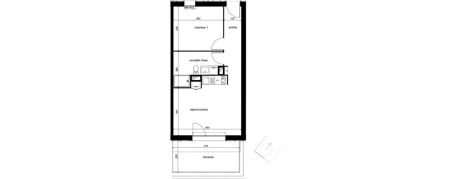 Appartement T2 de 44,10 m2 au Bouscat Ausone - les ecus